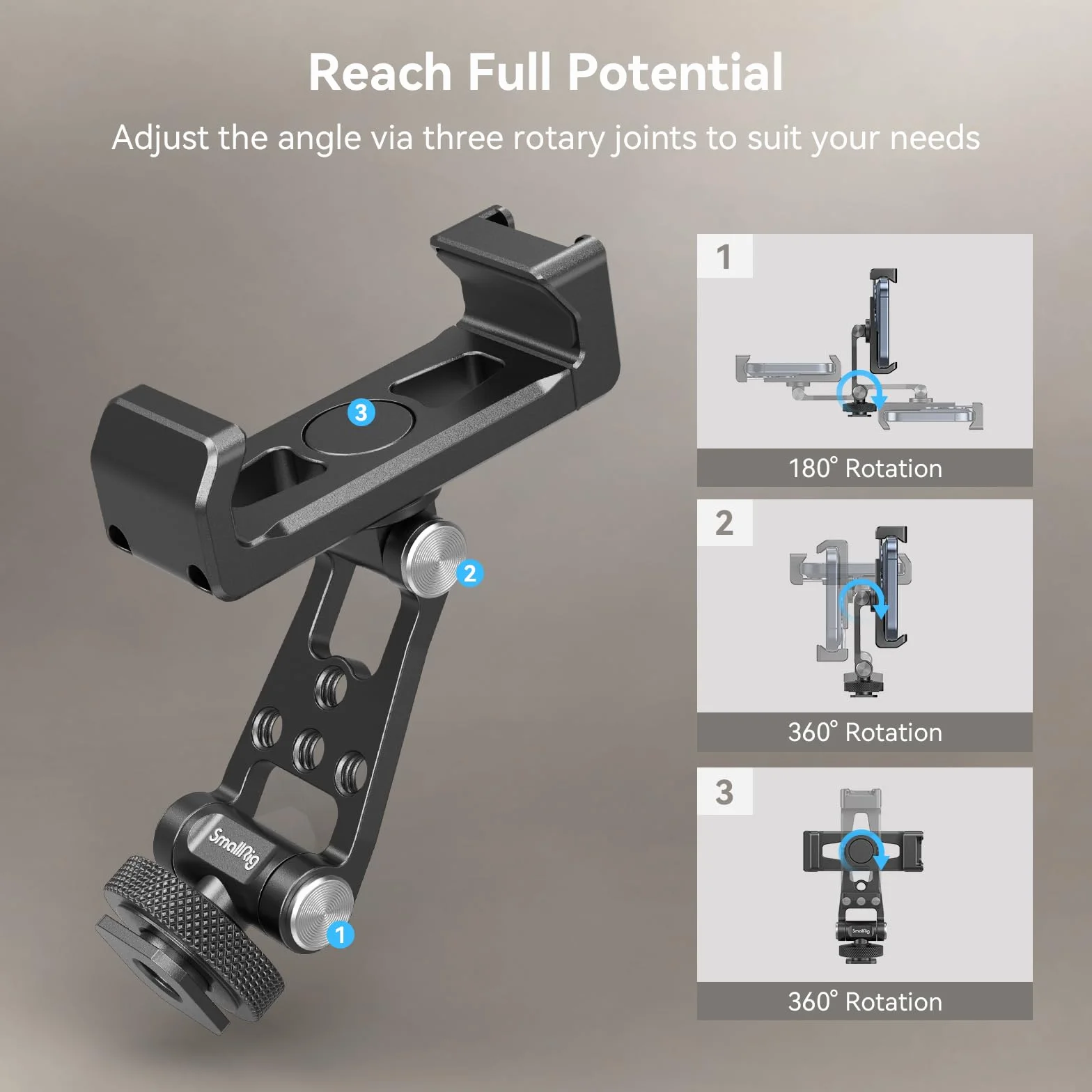SMALLRIG Uniwersalny Statyw do Telefonu, Metalowy Uchwyt do Telefonu Komórkowego z Mocowaniem Zimnej Stopki dla DJI Stabilizatorów, Adapter do Mocowania Telefonu z Bezpłatną Regulacją dla iPhone -4301
