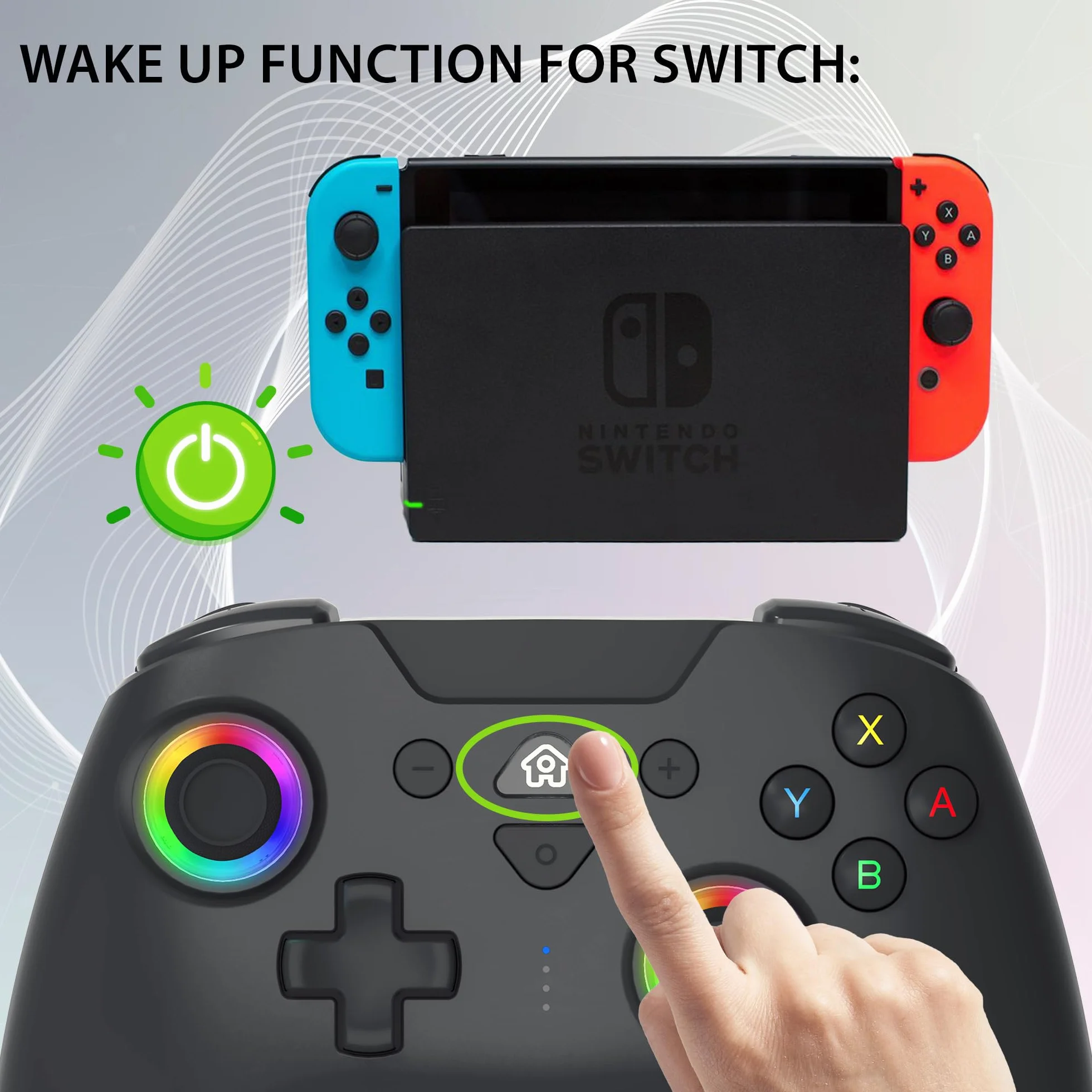 Subsonic Bezprzewodowy kontroler Bluetooth do Switch OLED – diody LED, wibracje, 6-osiowy żyroskop, czarny
