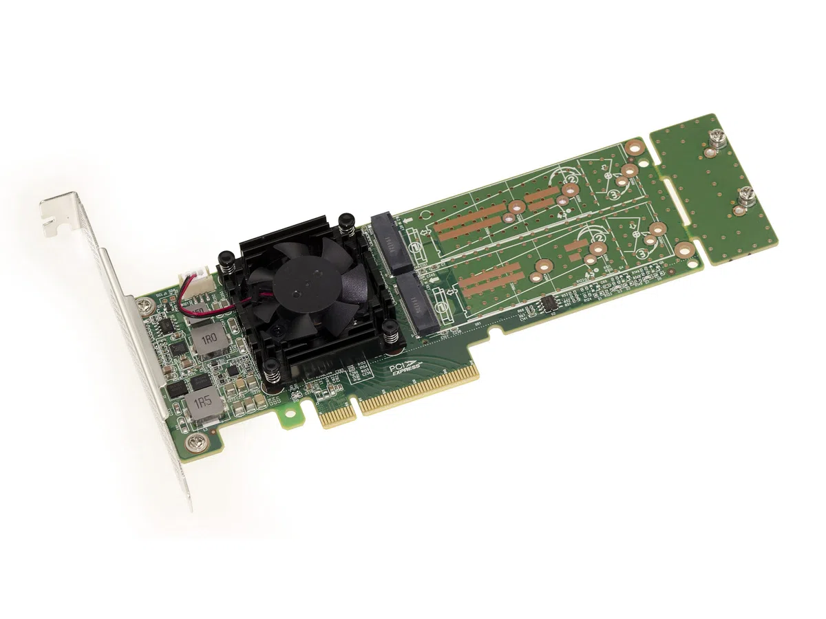 KALEA-INFORMATIQUE Karta kontrolera M2 PCIe 3.0 x8 dla 4 dysków SSD M.2 NVMe M Key. Chipset PLX PEX 8747