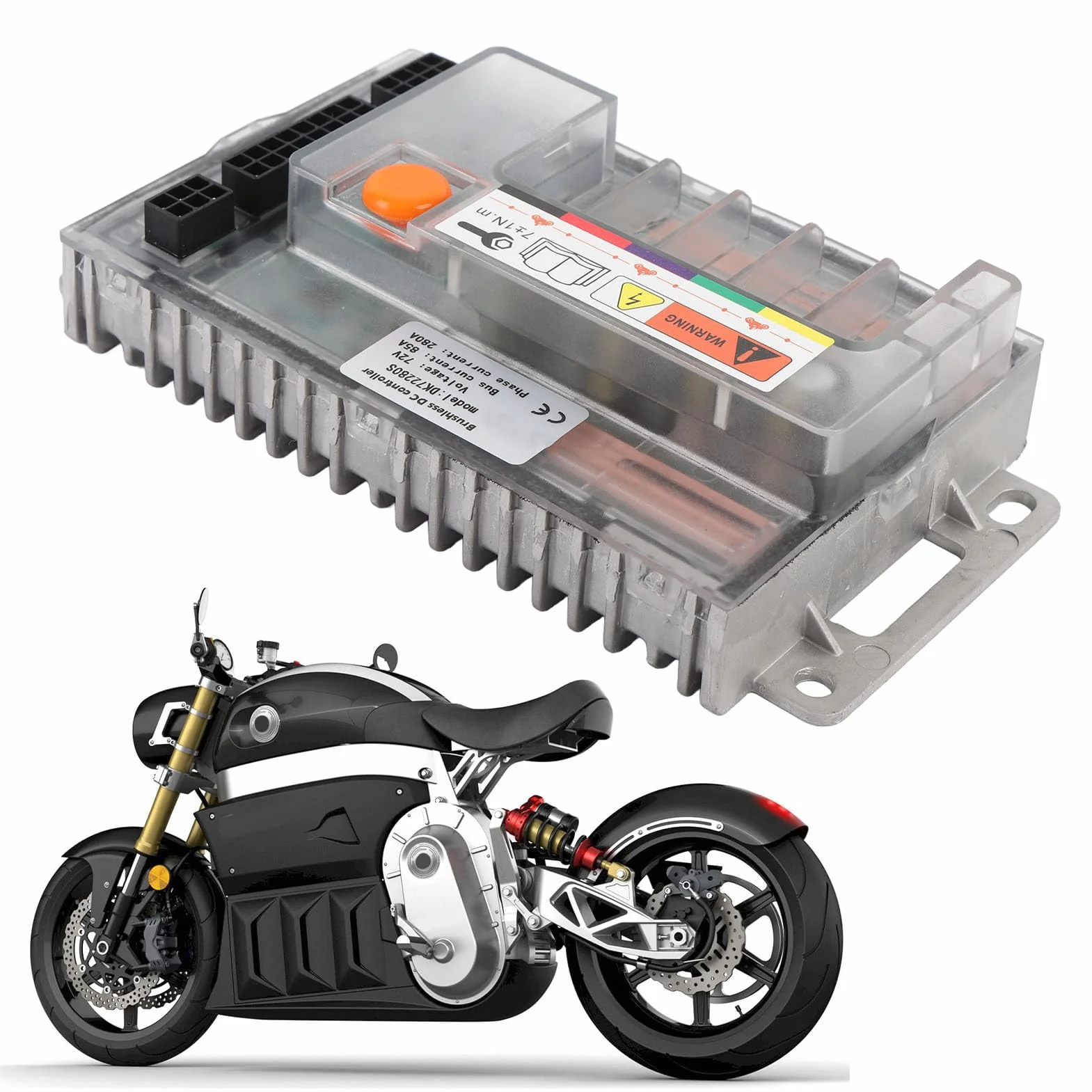 Cryfokt Sterownik Silnika Elektrycznego Motocykla, Bezszczotkowy Regulator Prędkości Silnika Elektrycznego 72 V DC Sterowanie falą sinusoidalną Stop Aluminium dla QS ≤3000 W