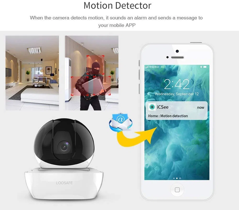 Kamera do monitoringu IP HD Wi-Fi 1080P Home Surveillance Wireless alarm monitoring noktowizor P2P kamera monitorująca dla niemowląt, 720p