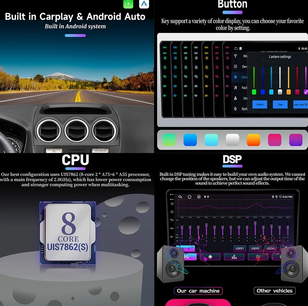 Radio samochodowe Android 15 2 DIN z 9-calowym ekranem dotykowym do samochodu Citroen C3 DS3 2010-2016 z kamerą cofania/Carplay/BT/FM/GPS/USB/4G WIFI/sterowaniem z kierownicy/audio samochodo