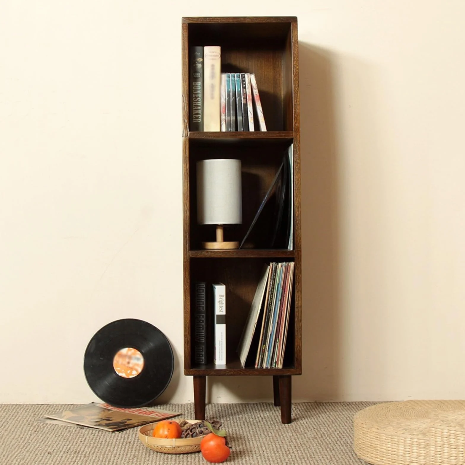przechowywanie płyt CD 3-Tier płyta winylowa do przechowywania albumów, podłoga z litego drewna stojąca obudowa na książki szafka płyt CD nogami, salonu, sypialni, biura