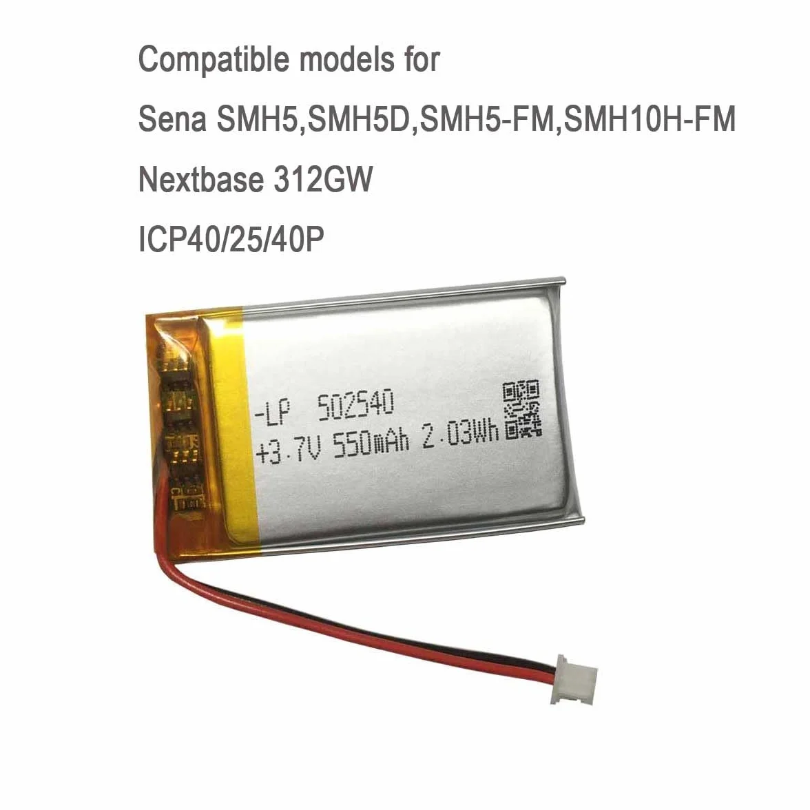 XINLANTECH 3,7 V akumulator zastępczy 500 mAh - PL 502540 PH1,25 do zestawu słuchawkowego Bluetooth Sena SM5, SMH5-FM, SMH 20, MP3, MP4, mini DV, mała kamera i więcej