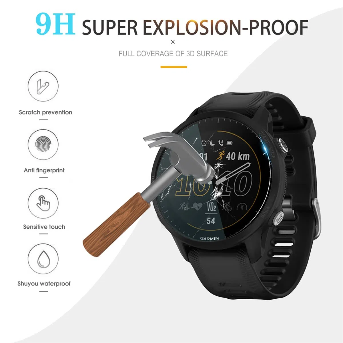 Diruite 4 Sztuki Ochraniacz Ekranu do Garmin Forerunner 955/955 Solar,HD Szkło Hartowane Folia Ochronna do Garmin Forerunner 955/955 Solar Smartwatchy[Anti-scratch,Bez Bąbelków]