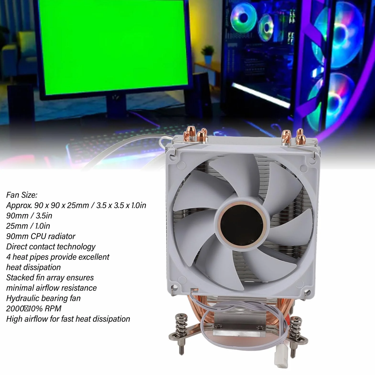 Chłodnica Procesora z 4 Rurkami Cieplnymi, Doskonałe Chłodzenie, Cicha Praca, łatwa Instalacja, Odpowiednia dla LGA 775 1150 1151 1155 1156 1200 1700 1356 1366