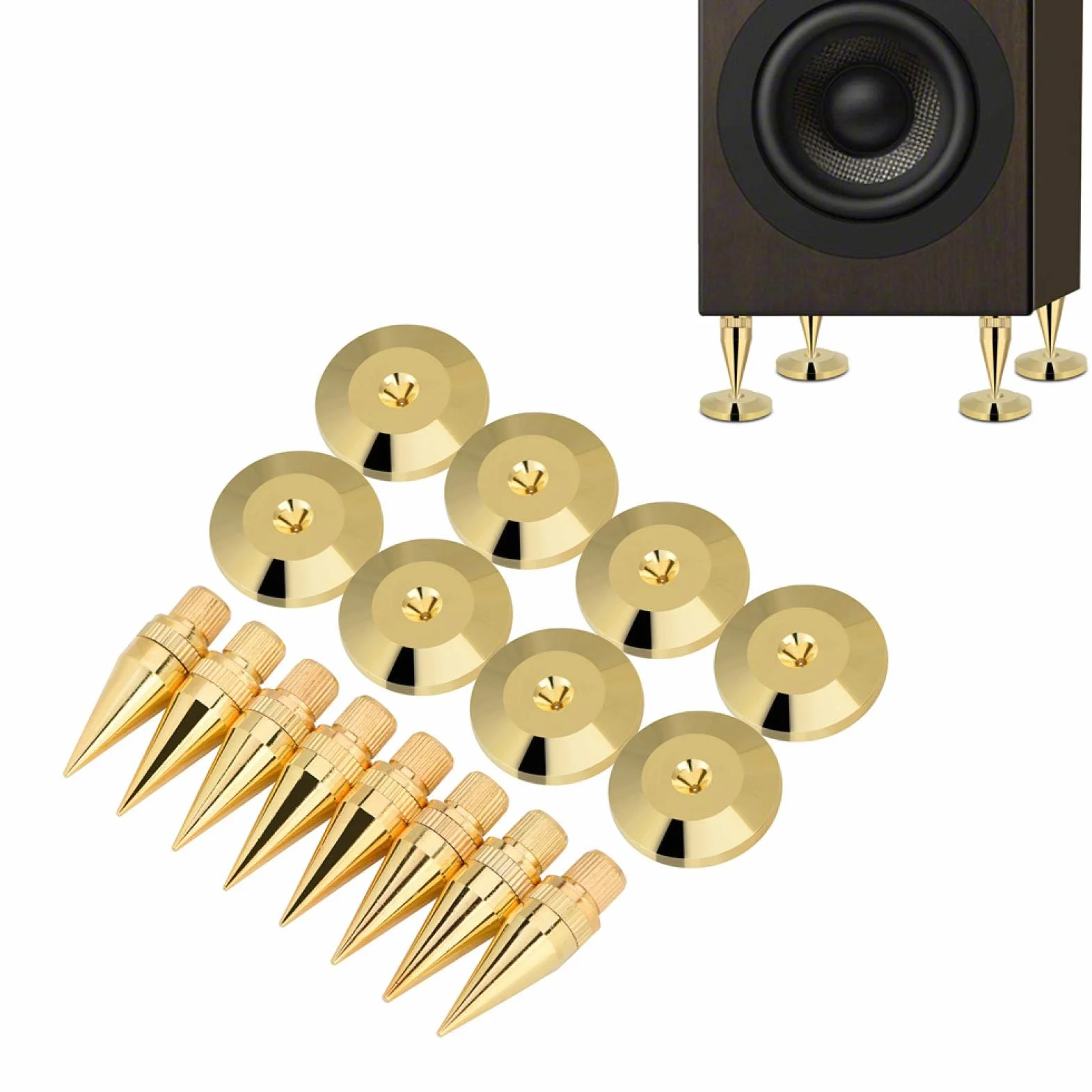 Zestaw głośników miedzianych, 8 par Wzmacniacz audio CD 6 x 36 mm Izolacja gramofonu Stojak Stożek + poduszka podstawy Nóżki odporne na wstrząsy Mata wzmacniająca Głośnik Sprzęt HiFi