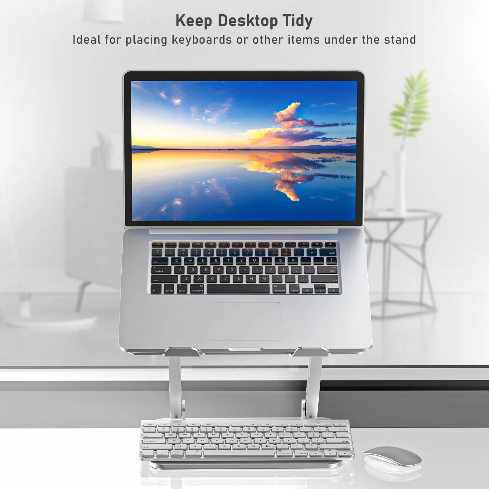 BoYata Stojak na laptopa, podstawka pod laptopa pod wieloma kątami z otworem wentylacyjnym, podstawka do notebooka kompatybilny z komputerami MacBook Pro, Dell, HP, Samsung, Acer 10–15,6"-Srebrny