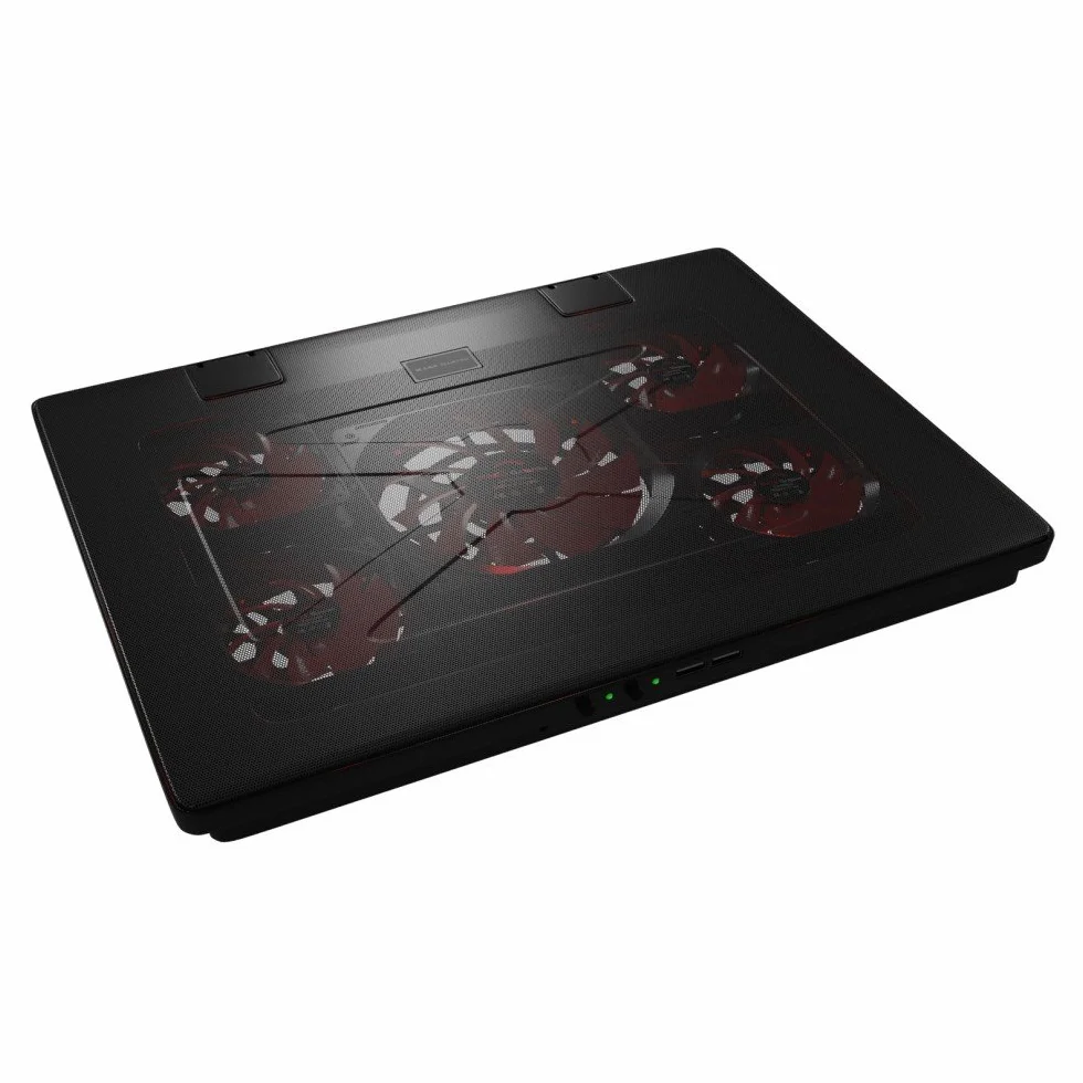 Mars Gaming MNBC2 podstawa chłodząca do laptopów do gier do 17,35 cala (5 bardzo cichych wentylatorów, czerwona LED, 2 x USB 2.0), czarny i czerwony
