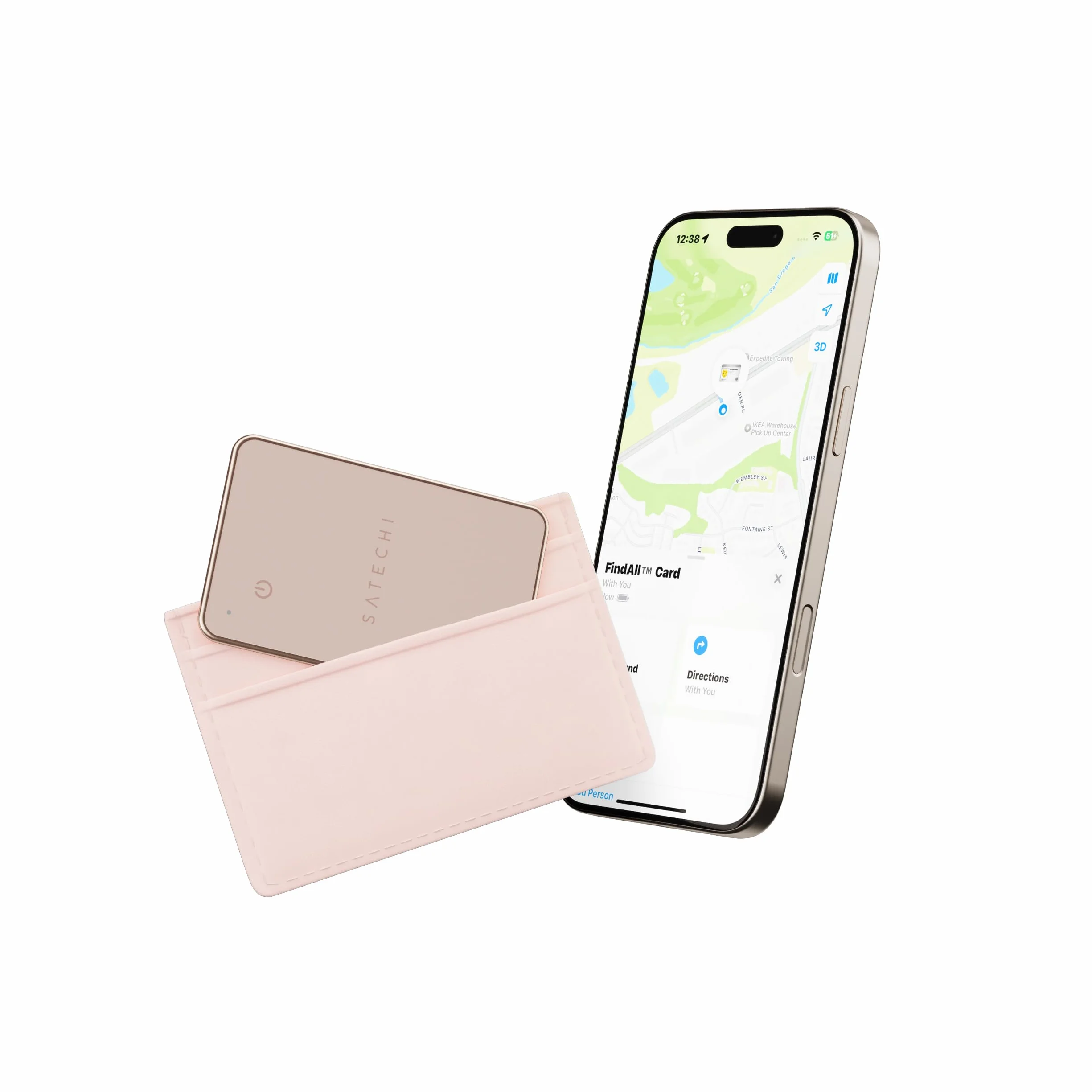 SATECHI FindAll Air GPS Wallet Tag Z Funkcją Apple Find My, Alertem O Zgubieniu, Głośnym Dźwiękiem, Ładowaniem Bezprzewodowym, Lekką Kartą GPS, Lokalizatorem Dla iPhone, iPad I Mac – Desert Rose