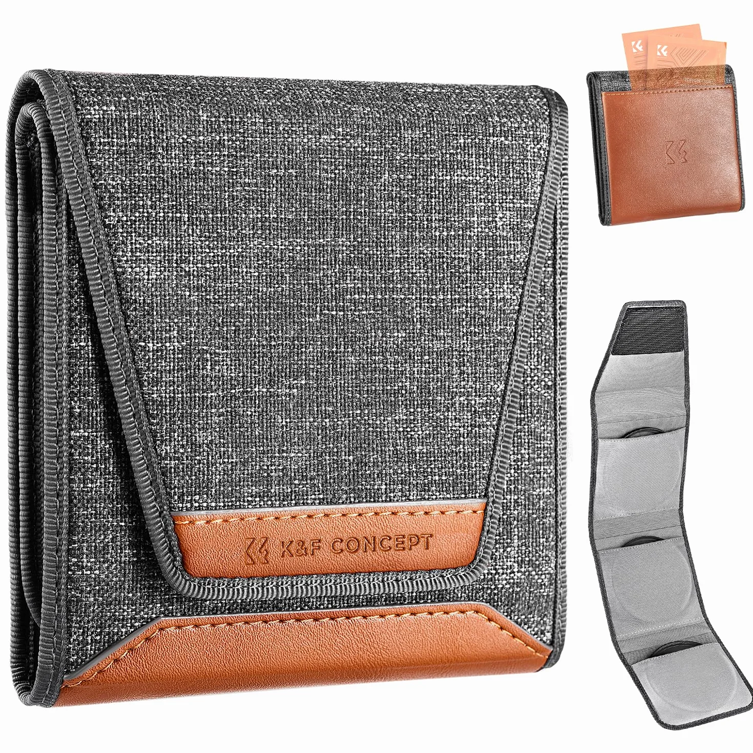 K&F Concept Etui na filtr obiektywu optycznego, odporne na wodę i kurz, mieści 3 filtry do 82 mm, trwałe ochronne etui