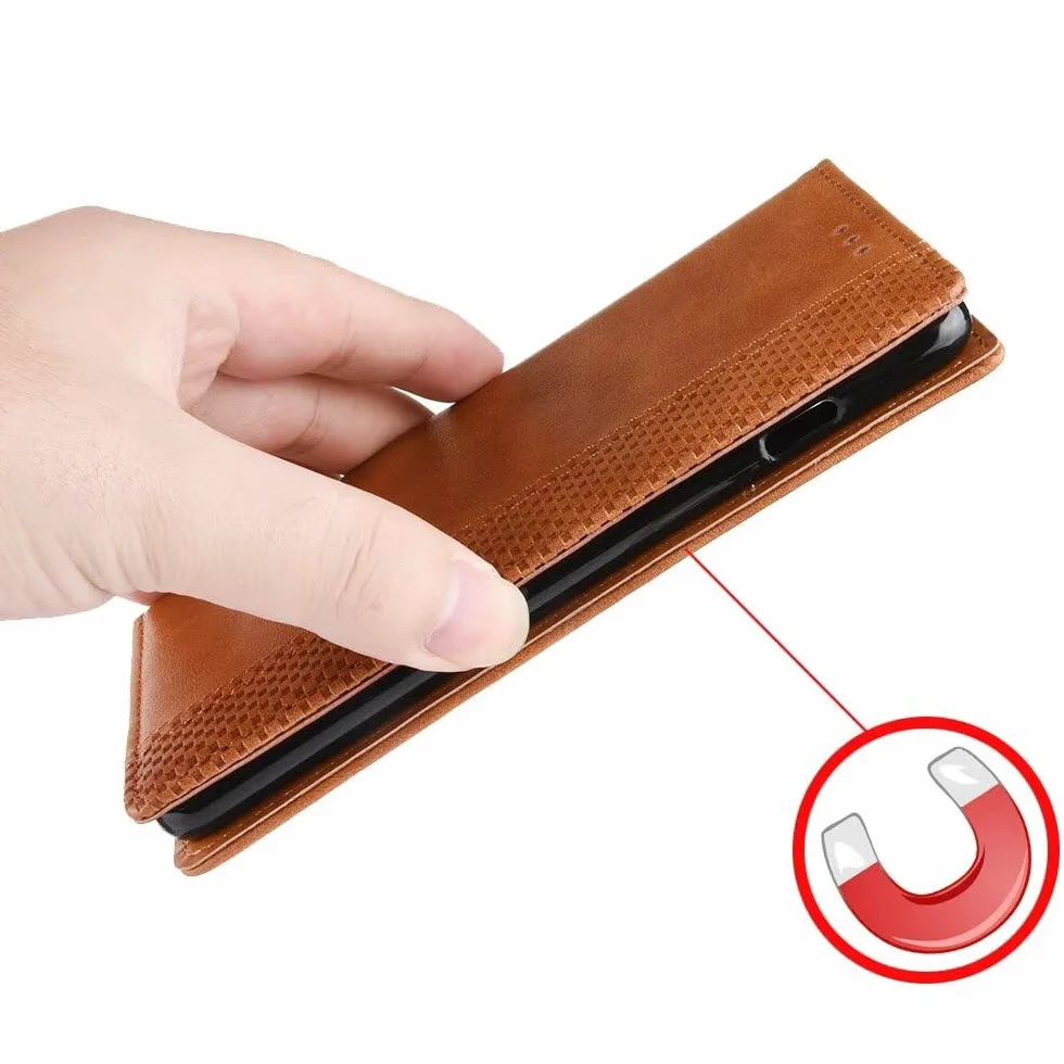 Topme Etui na telefon Motorola Moto g86 Power 5G (6,67 cala) Etui ochronne, stylowe skórzane etui na telefon z teksturowanym gniazdem na karty. Brązowy