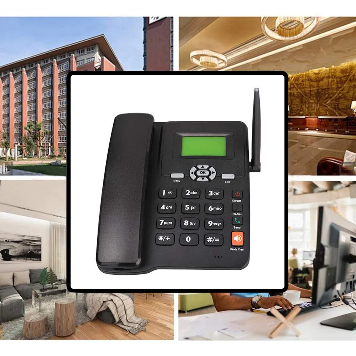 Telefon przewodowy na biurko GSM telefon biurkowy - telefon w stylu pulpitu z gniazdem na kartę SIM - bezprzewodowy telefon stacjonarny, funkcja ponownego wybierania bez użycia rąk, identyfikator