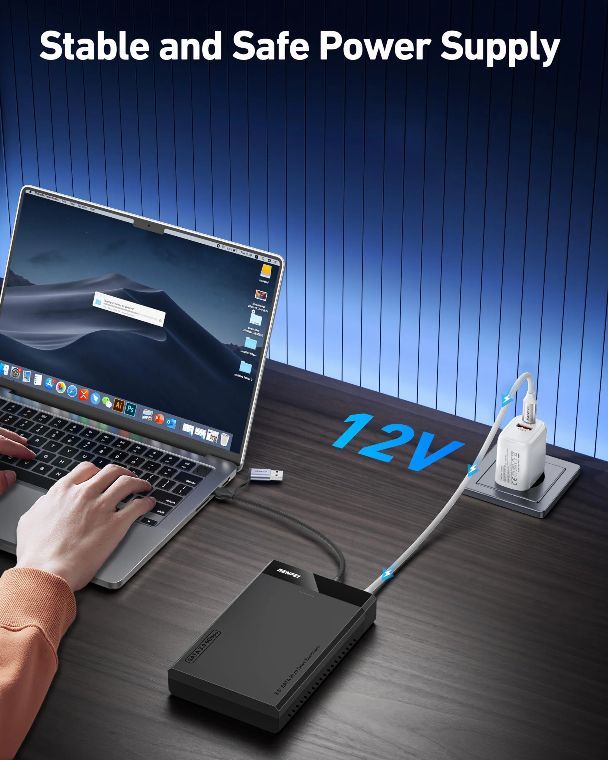 BENFEI Obudowa HDD/SSD SATA 3,5/2,5 cala, konstrukcja bez narzędzi, obsługuje dyski twarde 20 TB i UASP