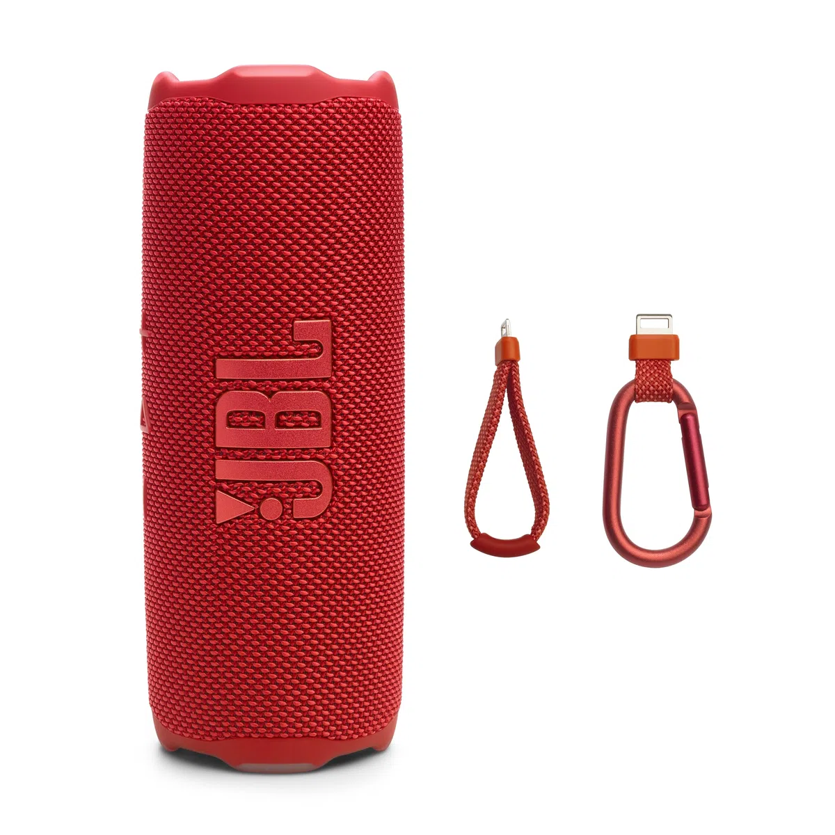 JBL Flip 7 – przenośny wodoodporny i odporny na upadki głośnik, pogrubiony dźwięk Pro ze wzmocnieniem dźwięku AI, 16 godzin odtwarzania i systemem PushLock z wymiennymi akcesoriami (czerwony)