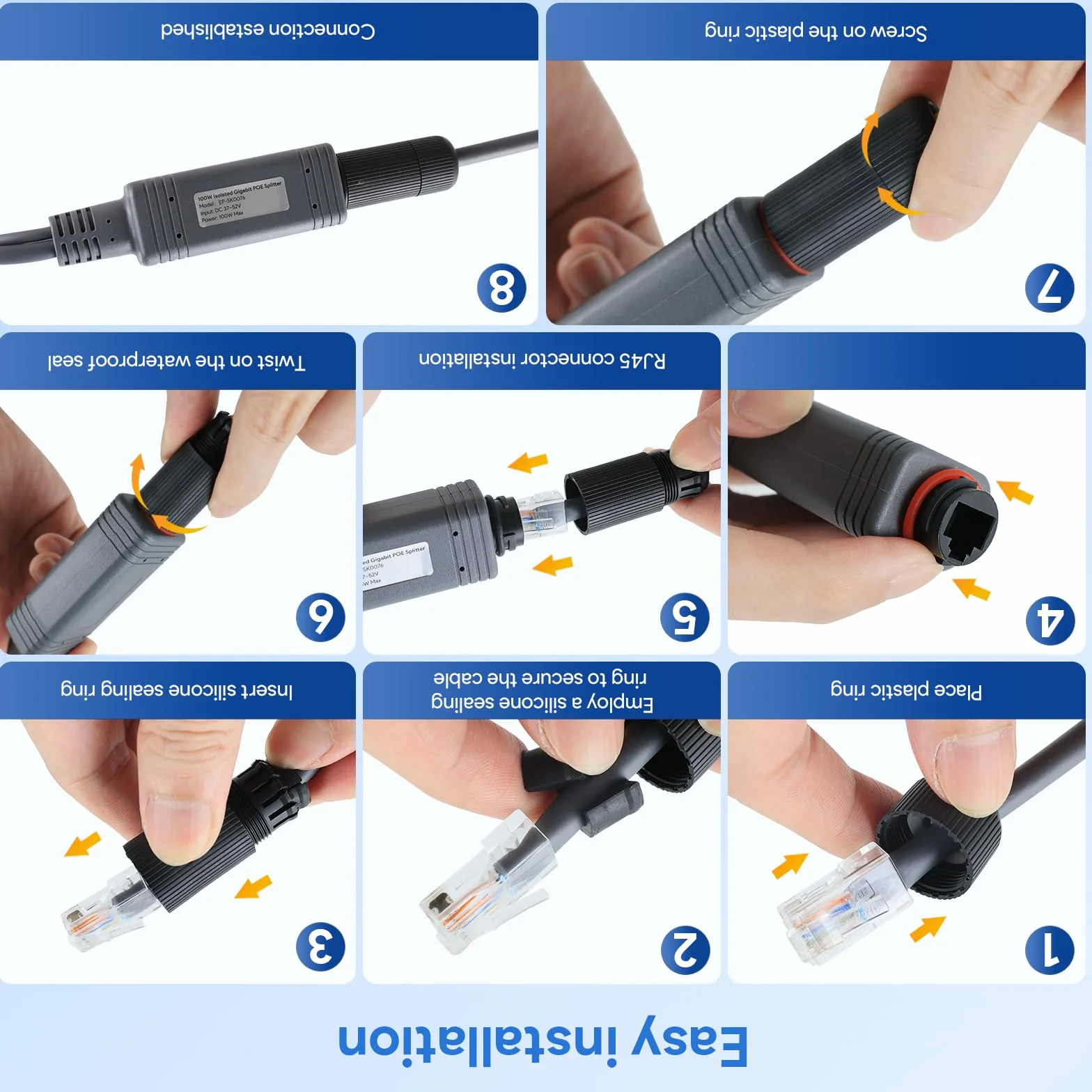 Starlink Mini Splitter IP68 wodoodporny kabel Ethernet Starlink z rozdzielaczem adaptera Starlink RJ45 i DC do Mini Starlink Dishy, idealny do użytku wewnątrz i na zewnątrz