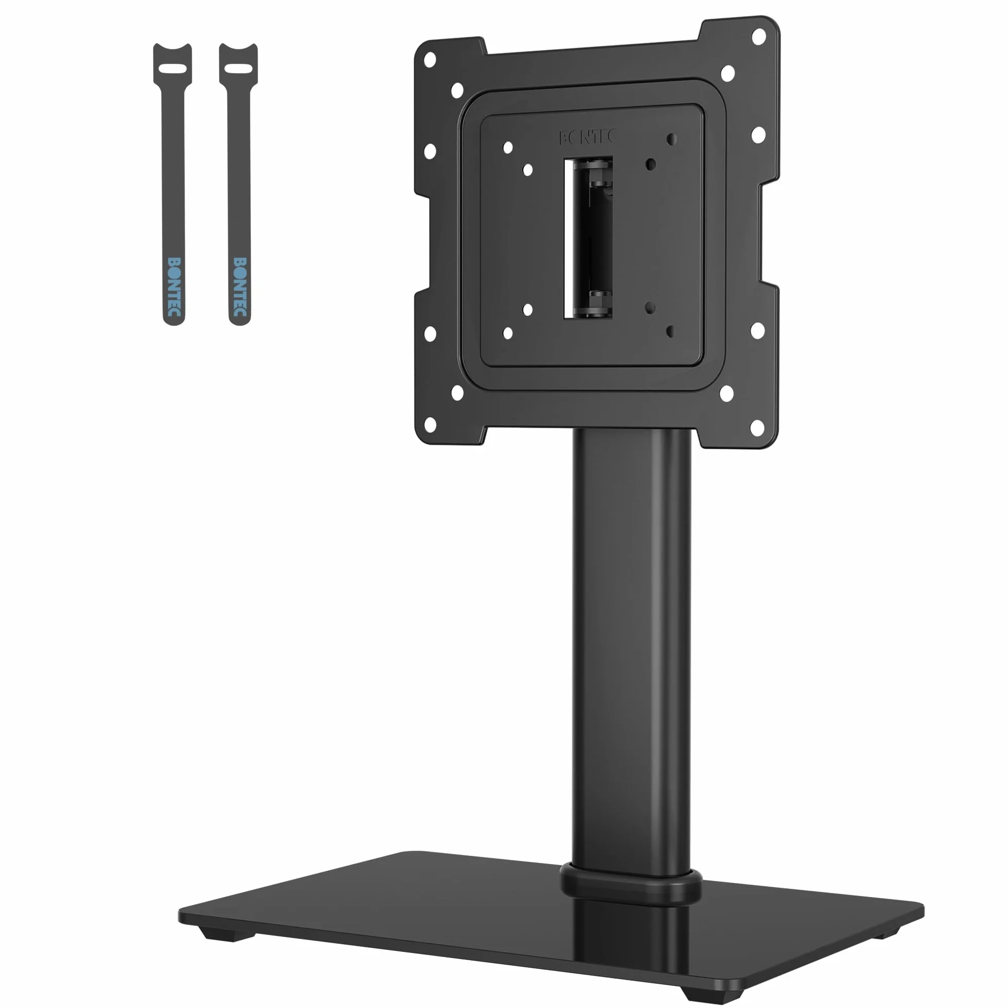 BONTEC Uniwersalny Obrotowy Stojak na Ttelewizor do Ekranów 17-43'', Regulowany Blat Stołu Stojak do Telewizora LCD/LED/OLED/Plazmowego/Zakrzywionych Telewizorów do 45 KG, 2 Opaski Kablowe w Zestawie