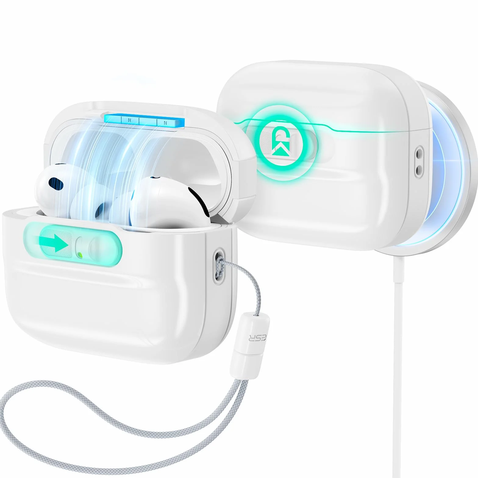 ESR Etui na słuchawki AirPods Pro (2025) z zamkiem, seria Pulse, białe