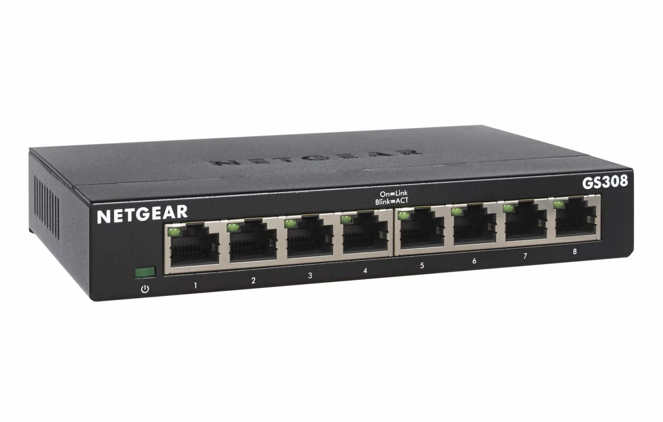 NETGEAR GS308 Przełącznik sieciowy 8-portowy Gigabit Ethernet Metalowa obudowa
