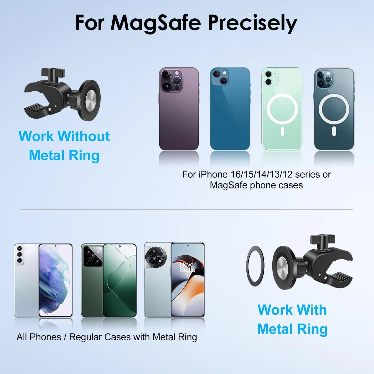 EEEKit Uchwyt na telefon rowerowy, magnetyczny uchwyt na kierownicę motocyklową do iPhone'a Magsafe i wszystkich smartfonów, do stacjonarnego roweru treningowego, bieżni, siłowni, sprzętu fitness