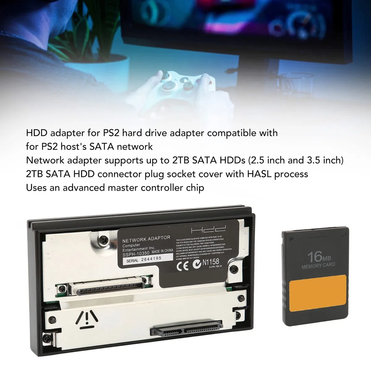 Adapter Sieciowy Interfejsu SATA, do Konsoli do Gier, z 16 MB Karty Pamięci FMCB V1.966 McBoot, Adapter Dysku Twardego HDD, Plug And Play, Ochrona Przed Zakłóceniami