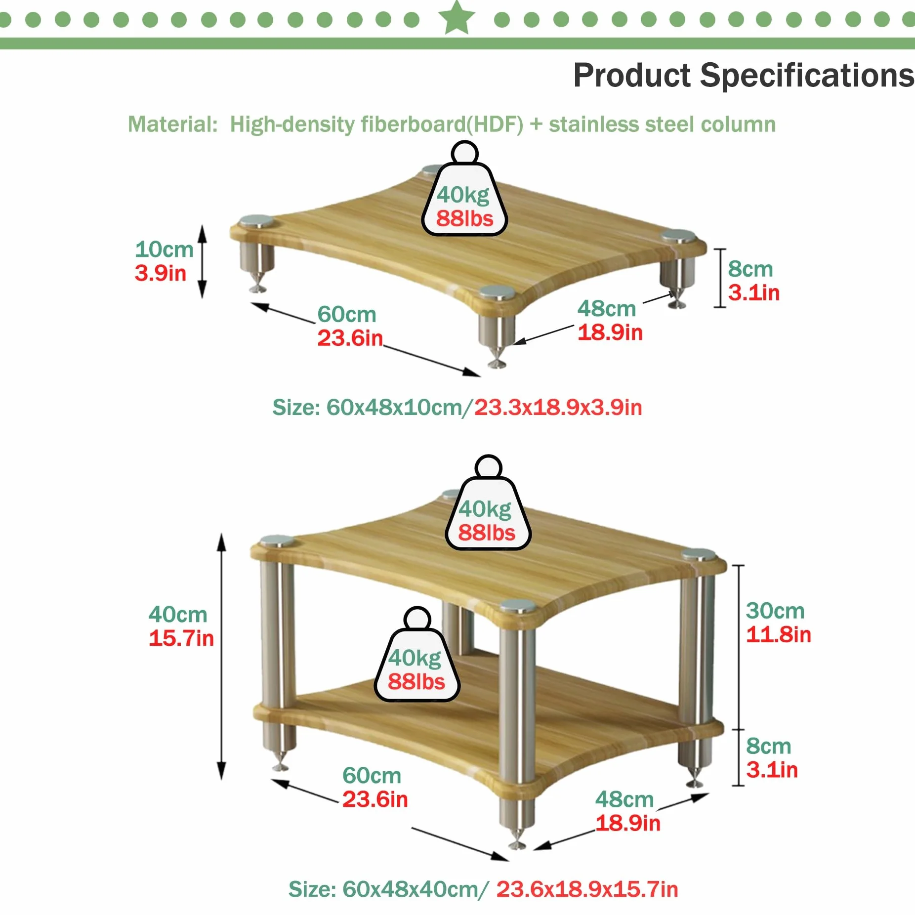 Stojak Ste CabinetStand 1, 2, 3 i 4 poziomy, stojak do gier AV, stojak O-Video, Nizer AV uchwyt na konsolę do gier, stojak na wieżę, stojak na gramofon Stoma (biały, 60
