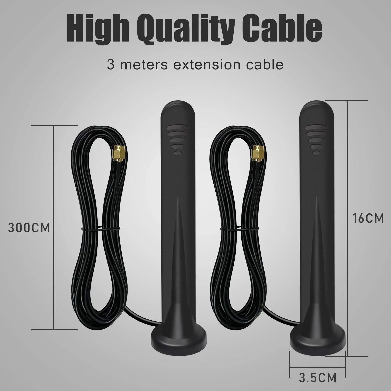 2 x antena 5G - wielokierunkowa 4G LTE i WIFI - 15DBI - złącza SMA i TS9 - podstawa magnetyczna - MIMO - kabel 3M - wewnątrz/na zewnątrz - router 3G/4G/5G/GSM/GPRS i bramka IoT - inteligentny dom
