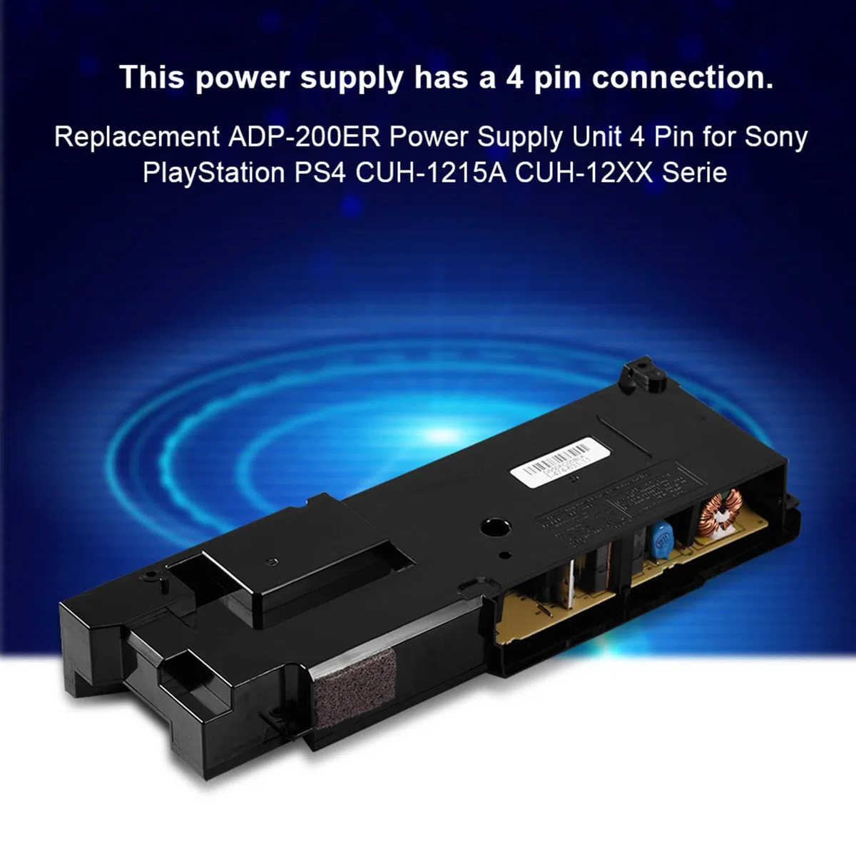 Zamiennik zasilacza konsoli do gier - ADP-200ER 4-pinowa jednostka zasilająca klocek kompatybilny z Sony PlayStation PS4 CUH-1215a i CUH-12XX Series