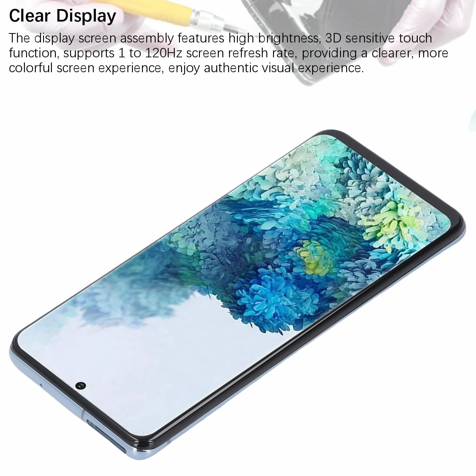 Jectse Wymiana Ekranu Telefonu dla S20 4G, 6.2 -calowy Wyświetlacz Wyświetlacza Digitizer z ramką i Zestawem Naprawczym, Zestaw Wyświetlacza Panelu Dotykowego dla G980U G980B (BLUE)