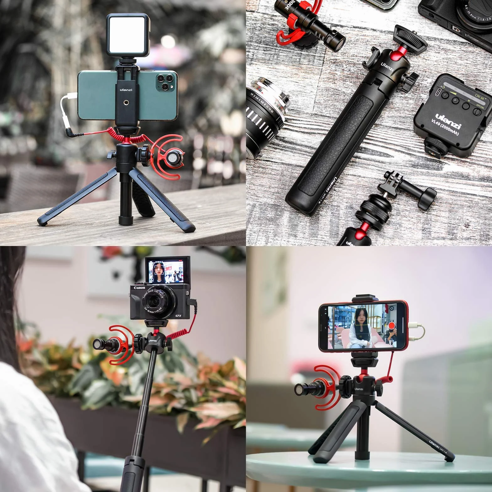 UURig MT-16 Statyw wysuwany 4 poziomy regulacji 360° metalowa głowica kulowa do aparatu telefonu