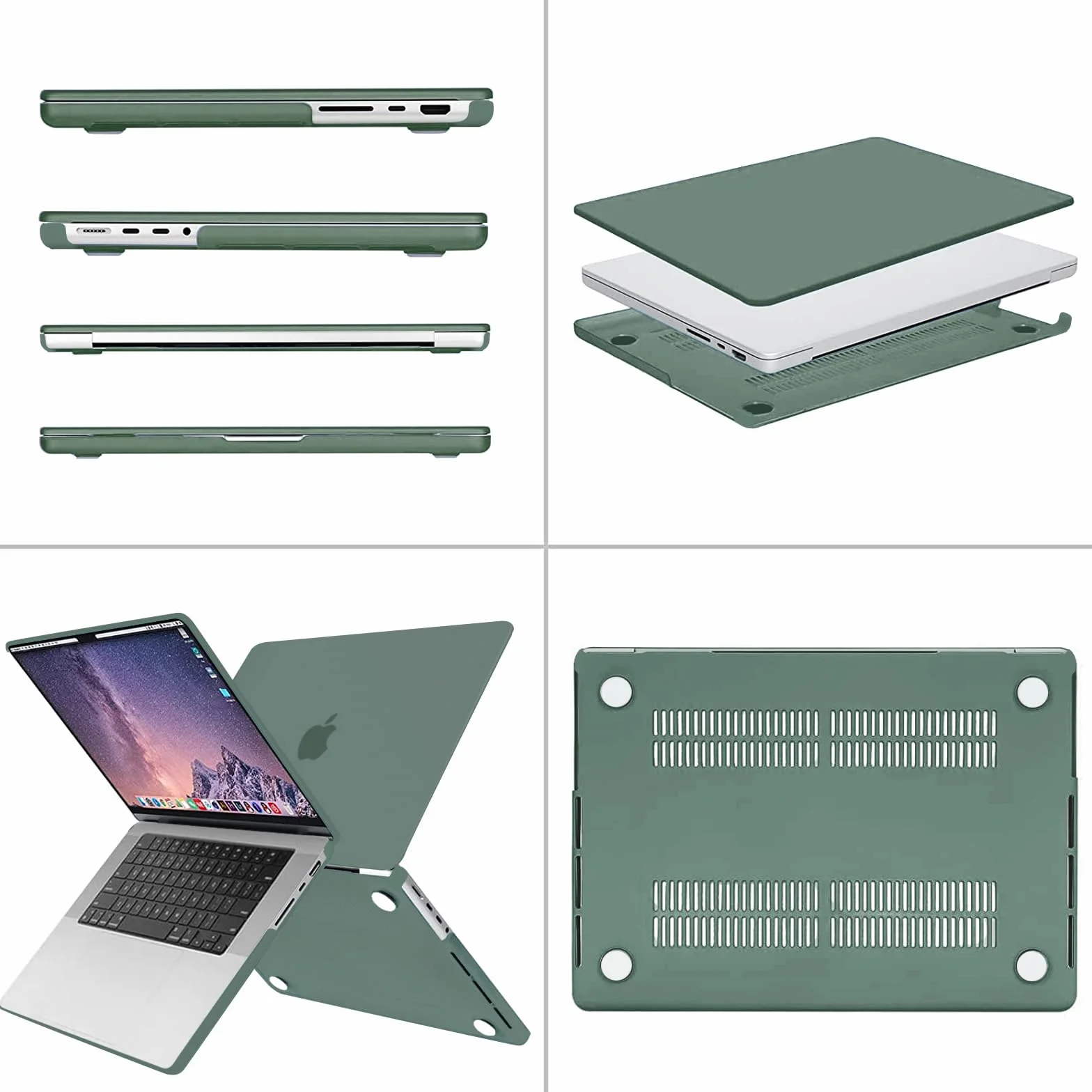 MOSISO Pokrowiec kompatybilny z MacBook Pro 16 cali 2024 M4 M3 M2 M1, twarde etui na klawiaturę, zieleń