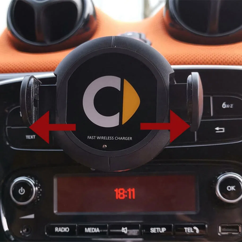 SHIFENG Samochodowy uchwyt do bezprzewodowego ładowania telefonu kompatybilny z Smart 453 Fortwo Forfour 2015-2021 360 regulowane akcesoria do montażu obrotowego