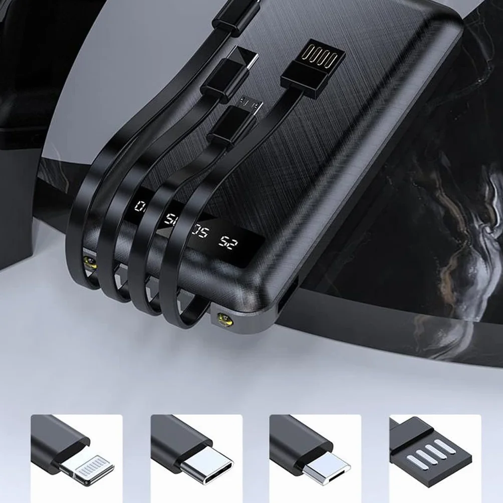 JJJ Mini Fast Charge jest wyposażony w Line Sharing Power Bank 20 000 mAh światło i przenośny powerbank o dużej pojemności (kolor: czarny, rozmiar: 10 000 mAh)