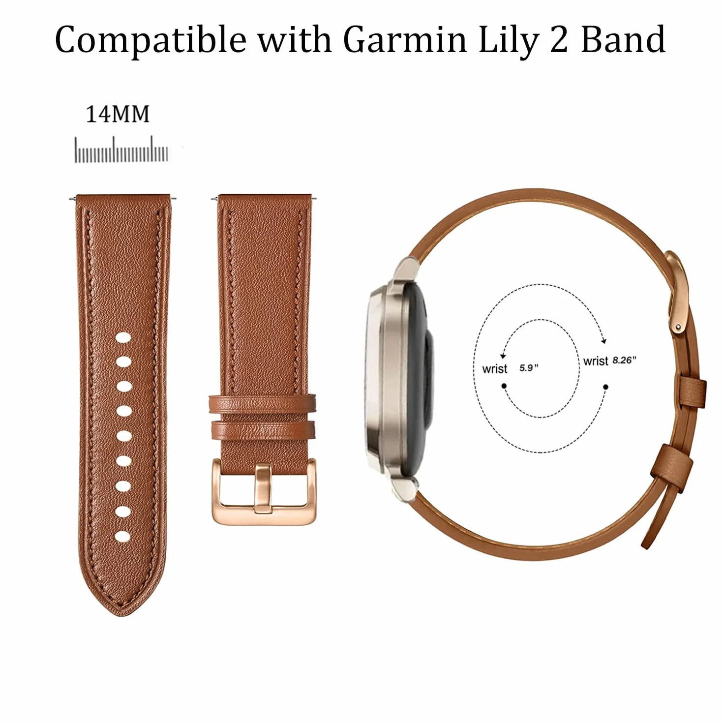 Skórzana opaska do Garmin Lily 2, 14mm biznesowa