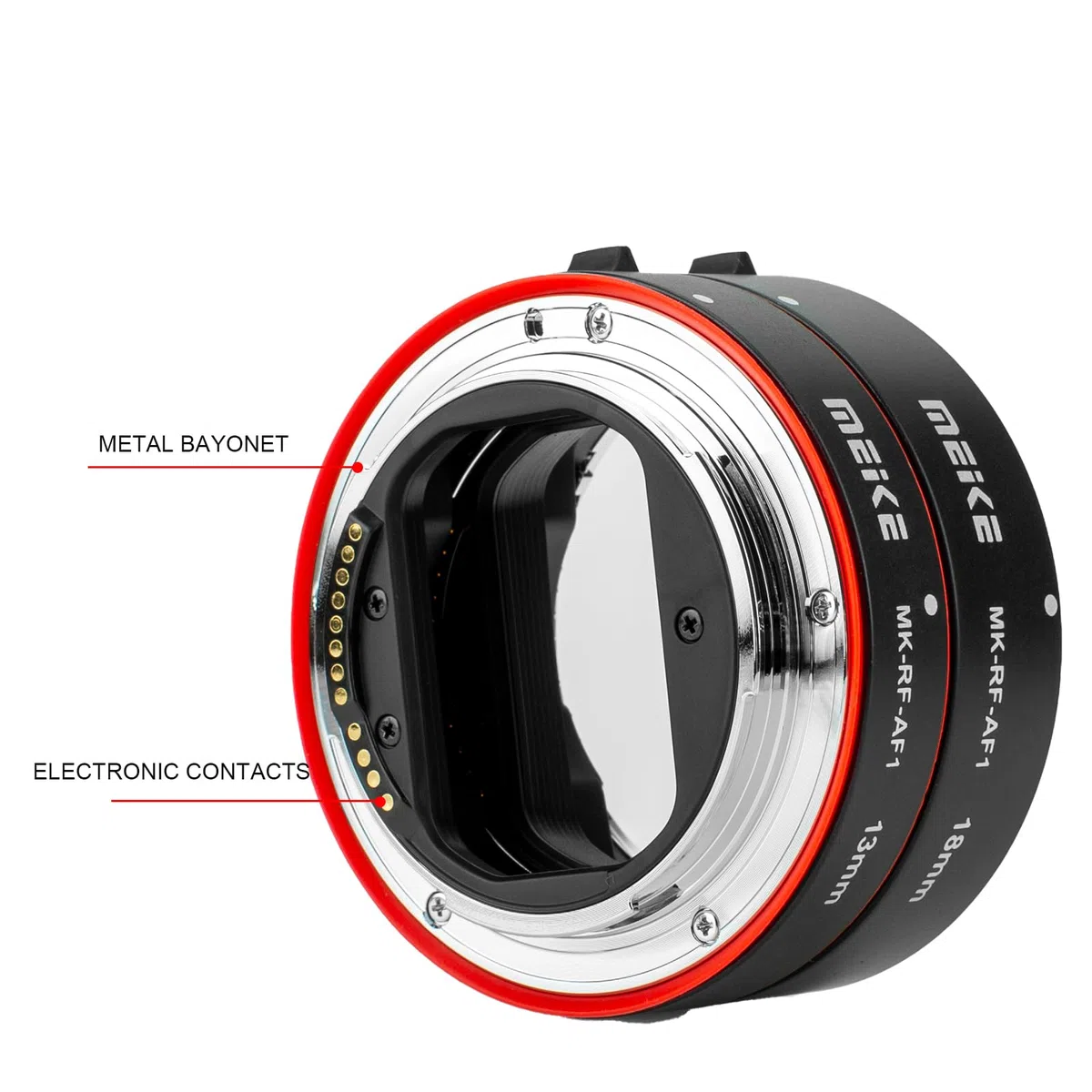 Meike MK-RF-AF1 13 mm + 18 mm metalowy AF pełna ramka makro przedłużający rurkę adapter zestaw pierścieni do aparatów Canon EOS-R serii Canon RF Mount Cameras EOS-R EOS-RP