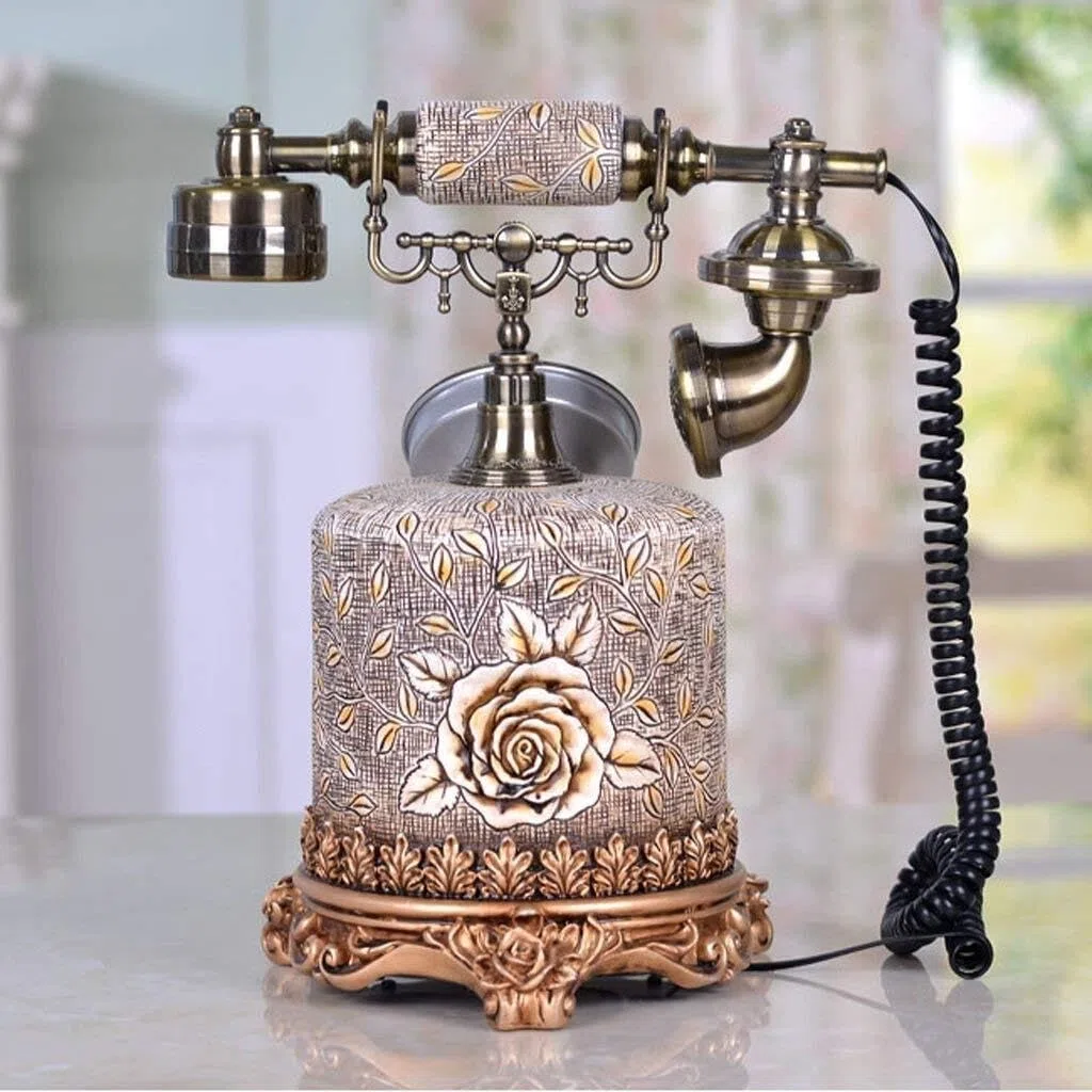 Kreatywny, Retro, Europejski, Antyczny Telefon Stacjonarny Z Siedziskiem – Klasyczny, Przewodowy Telefon Stacjonarny Do Domu, Biura I Wystroju Wnętrz – Stylowy, Zaby