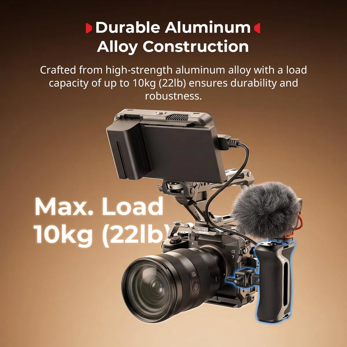 SMALLRIG Aluminum Camera Side Handle with NATO Clamp, Universal Ergonomic Side Handgrip with Bulit-in 1/4"-20 Locating Hole, Strap Hole, Cold Shoe, 36mm Vertical Adjustment, NATO Rail Included - 5952