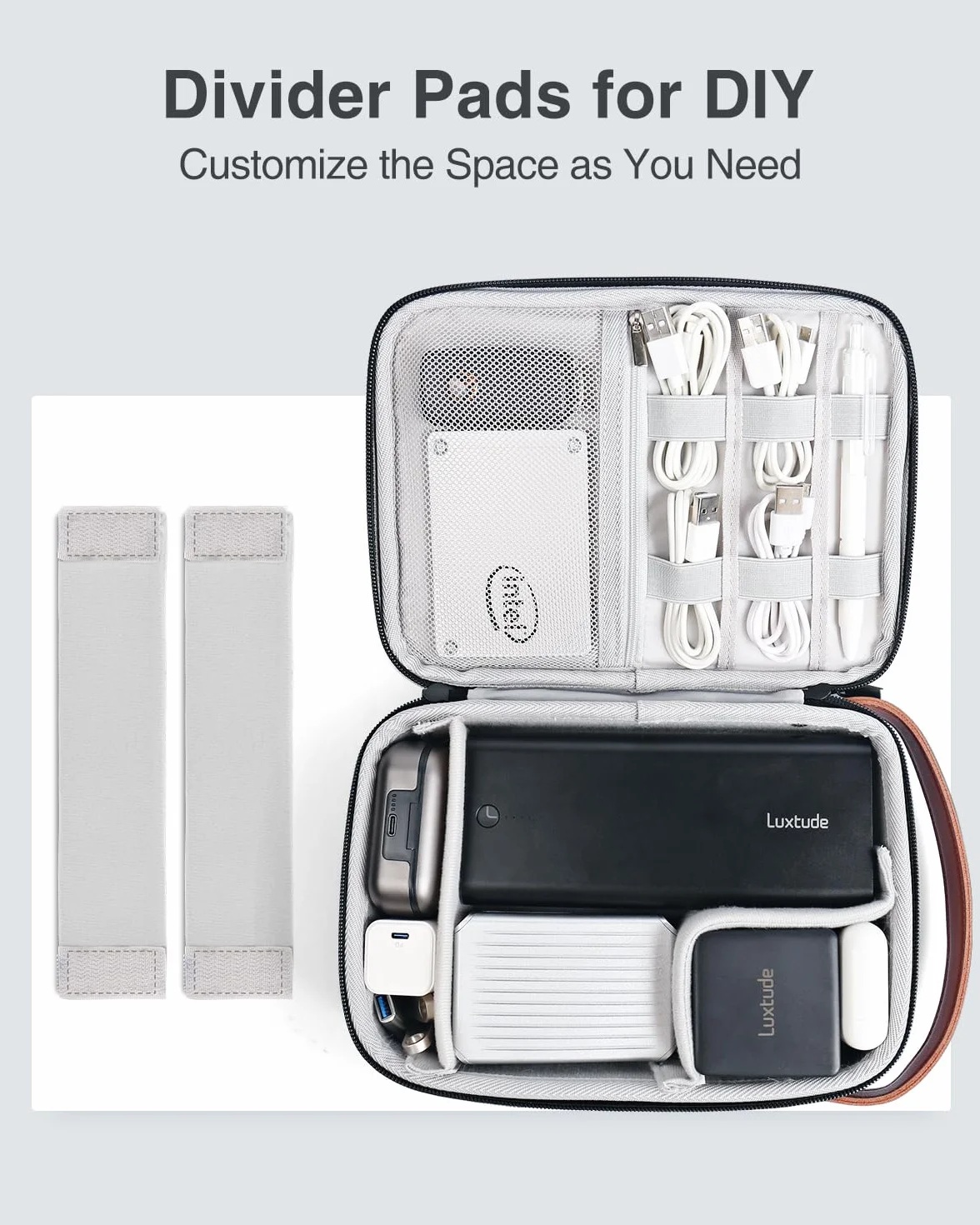 Luxtude Organizer na elektronikę, twarde etui podróżne do iPada Mini (wnętrze do 21 cm)