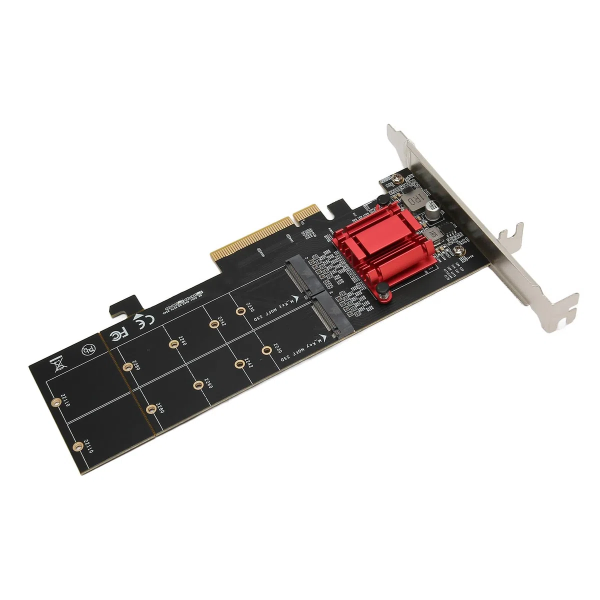 Podwójna Karta Adaptera M.2 PCIe NVMe z Rozwidleniem, Obsługuje 2xM.2 S w PCIe 3.1 X8/X16 dla, 2230/2242/2260/2280/22110