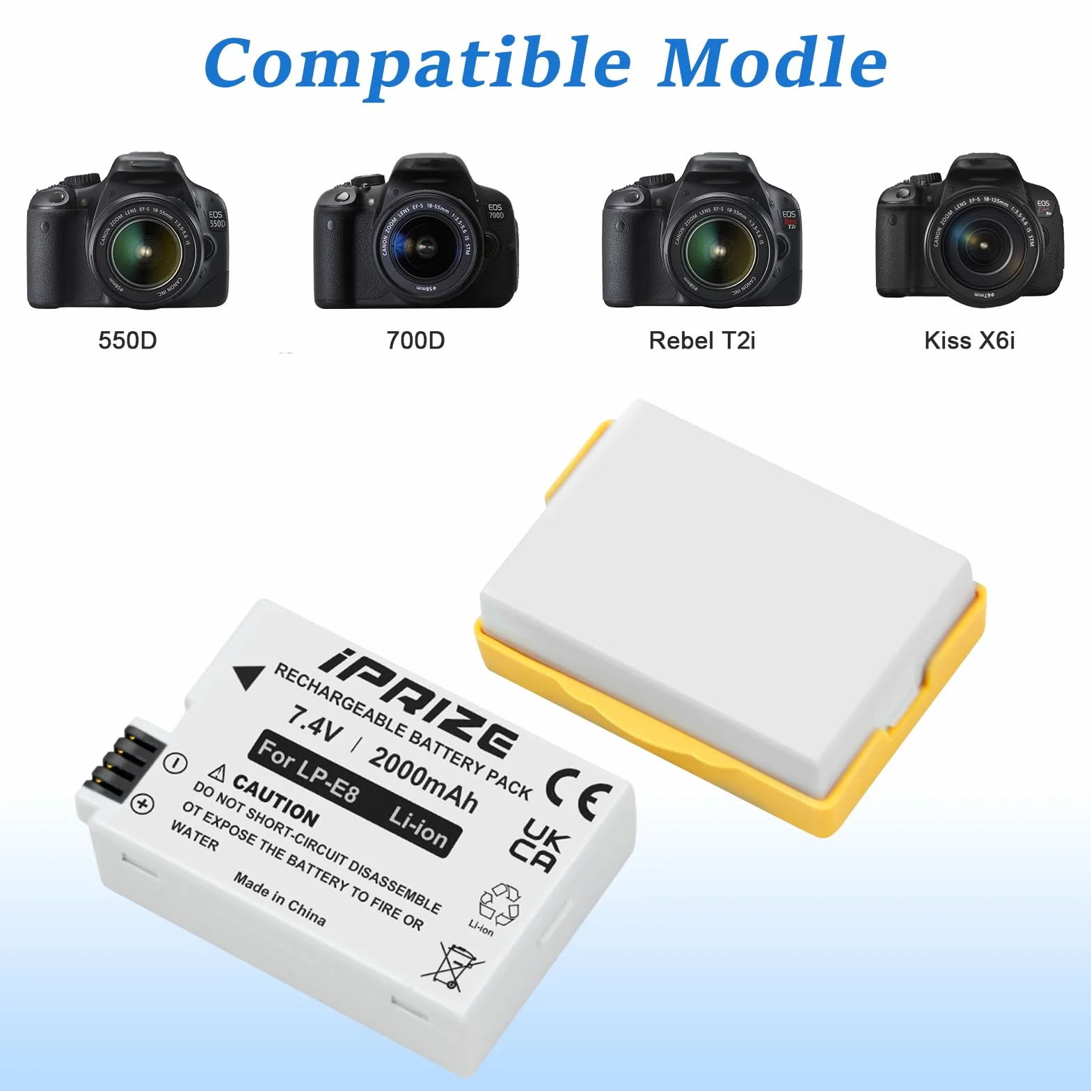 Ładowarka LP-E8 2000 mAh do Canon EOS 600D 550D 650D 700D Rebel T2i T3i T4i T5i Kiss X4 X5 X6