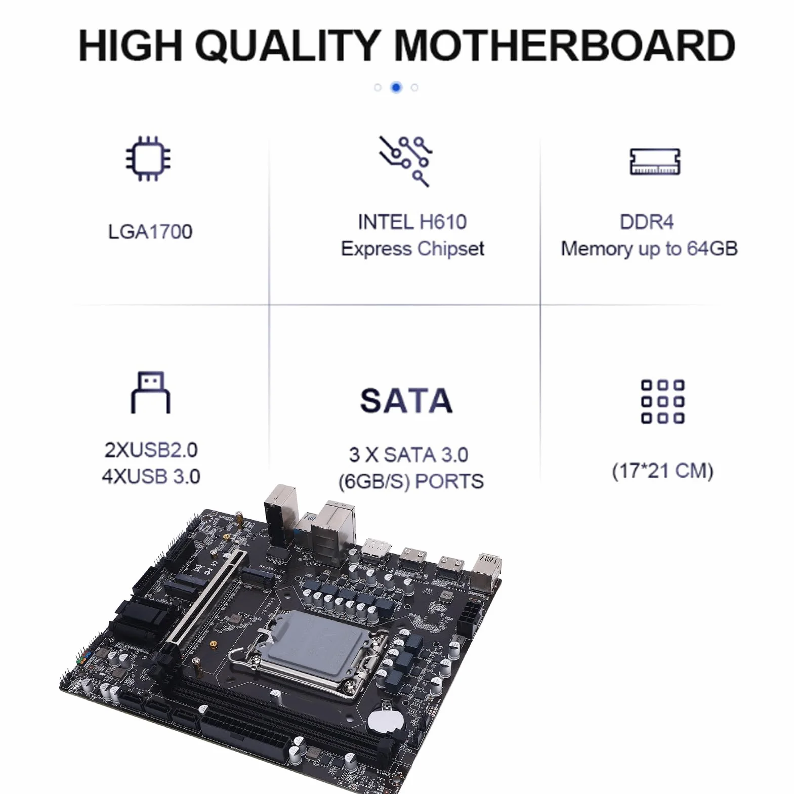 Płyta Główna H610 Gaming, DDR4 M.2 NVME Gaming Mainboard lub I3 I5 I7 I9 12th 13th 14th Gen, PCI Express 16X, SATA3.0 2.0, DP HDMI RJ45, Obsługuje NGFF i NVME