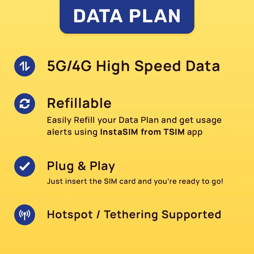 Indonezja Data Sim Card | 5 dni 1 GB/dzień | Automatyczna aktywacja | Prędkość 5G/4G | Dozwolony hotspot | Brak numeru telefonu | Plan do ponownego napełniania za pośrednictwem aplikacji Insta Sim