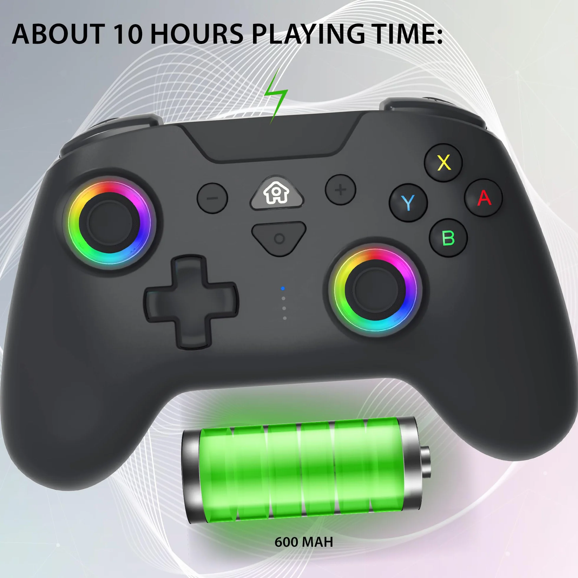 Subsonic Bezprzewodowy kontroler Bluetooth do Switch OLED – diody LED, wibracje, 6-osiowy żyroskop, czarny