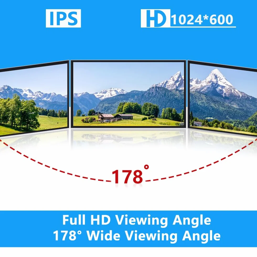 GeeekPi 7-calowy ekran LCD 1024x600 IPS HDMI do Raspberry Pi 5/Pi 4B/3B+/3B/B+/Zero/400