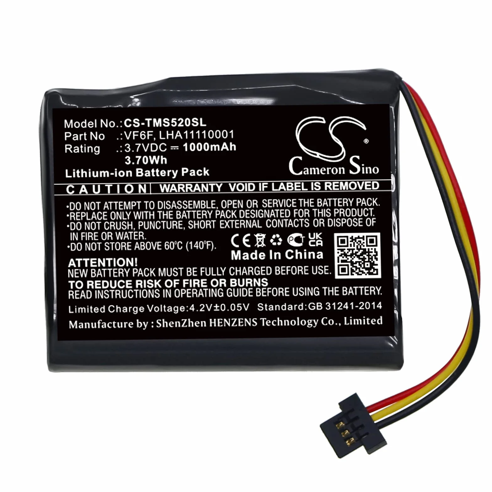 TECHTEK Bateria 1000mAh kompatybilny z [TomTom] 4AL51, Start 52 zastępuje LHA11110001, VF6F FBA