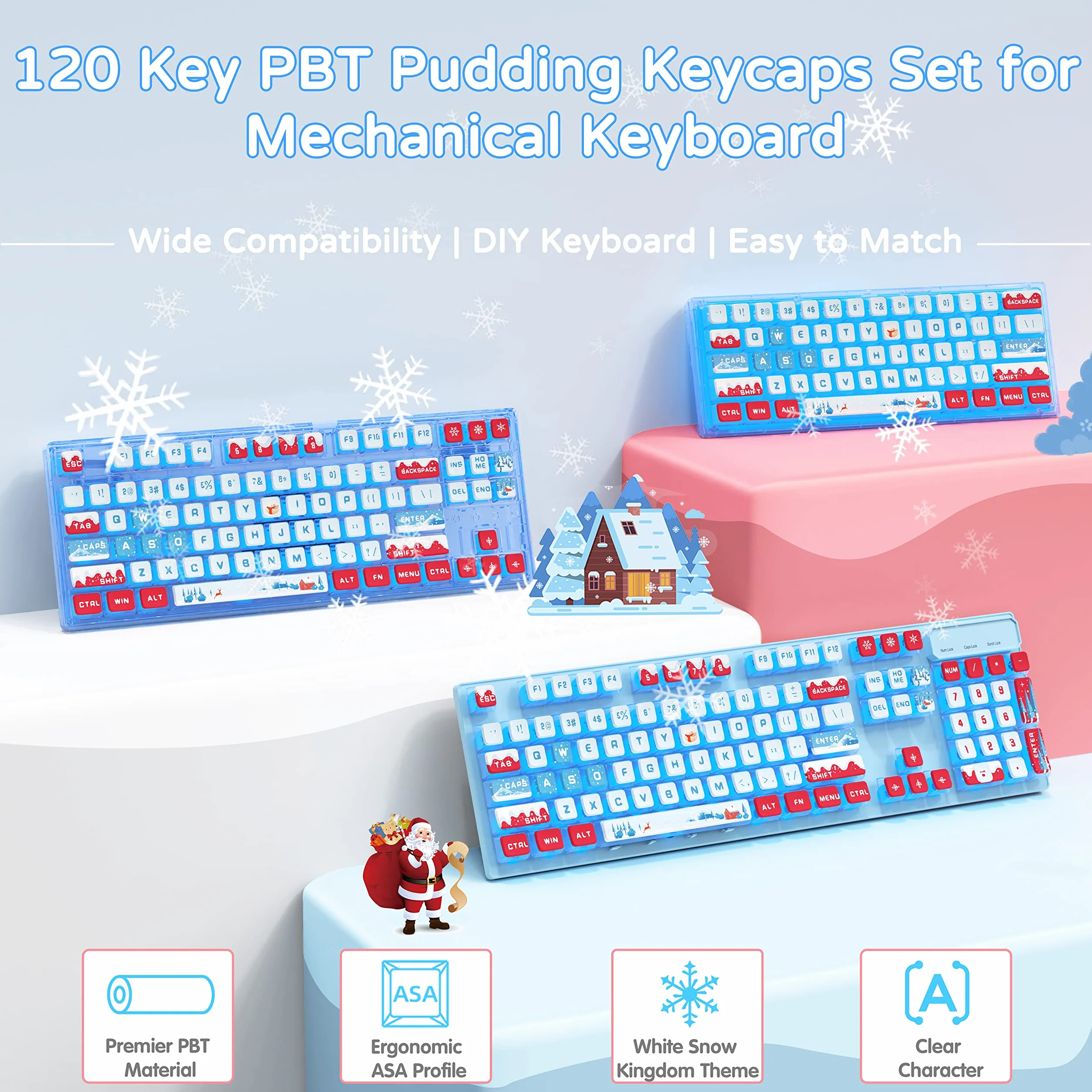 MAMBASNAKE 120 Kluczy PBT Pudding Zestaw Nasadek Klawiszy,Profil ASA,Sublimacja Barwnika,Układ ANSI US Dla Klawiatury Mechanicznej,Kompatybilny z Przełącznikami Cherry MX Gateron Otemu Kailh