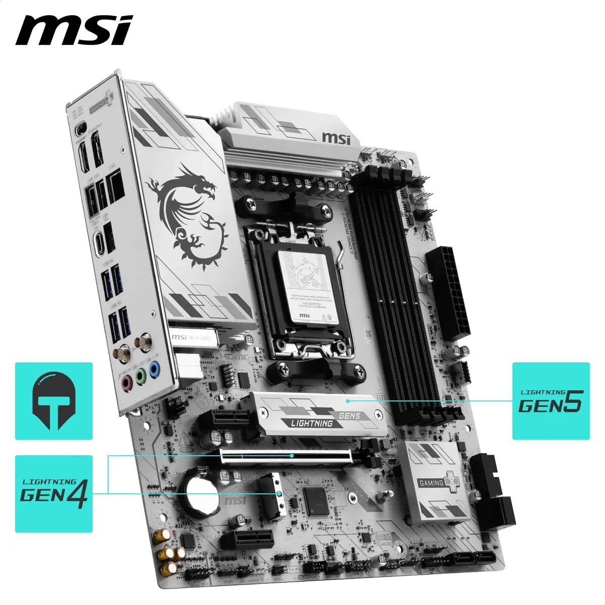 MSI Płyta główna B850M GAMING PLUS WIFI6E, mATX - Obsługuje procesory AMD Ryzen 9000/8000/7000, AM5 - DDR5 Memory Boost 8200+ MT/s (OC), PCIe 4.0 x16, M.2 Gen 5, Wi-Fi 6E, 2.5G LAN