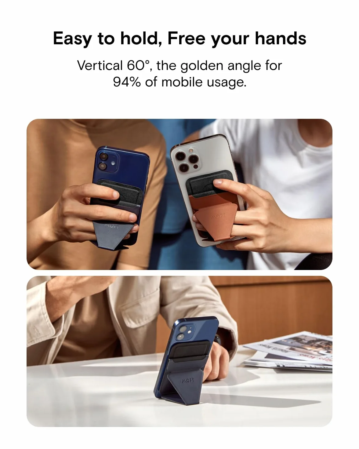 MOFT Samoprzylepny stojak na karty telefon komórkowy, Cool Gray, Minimalistyczny
