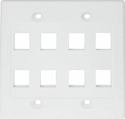 RiteAV - Panel ścienny Keystone podwójny 8-portowy biały (1 sztuka na równo z ścianą)