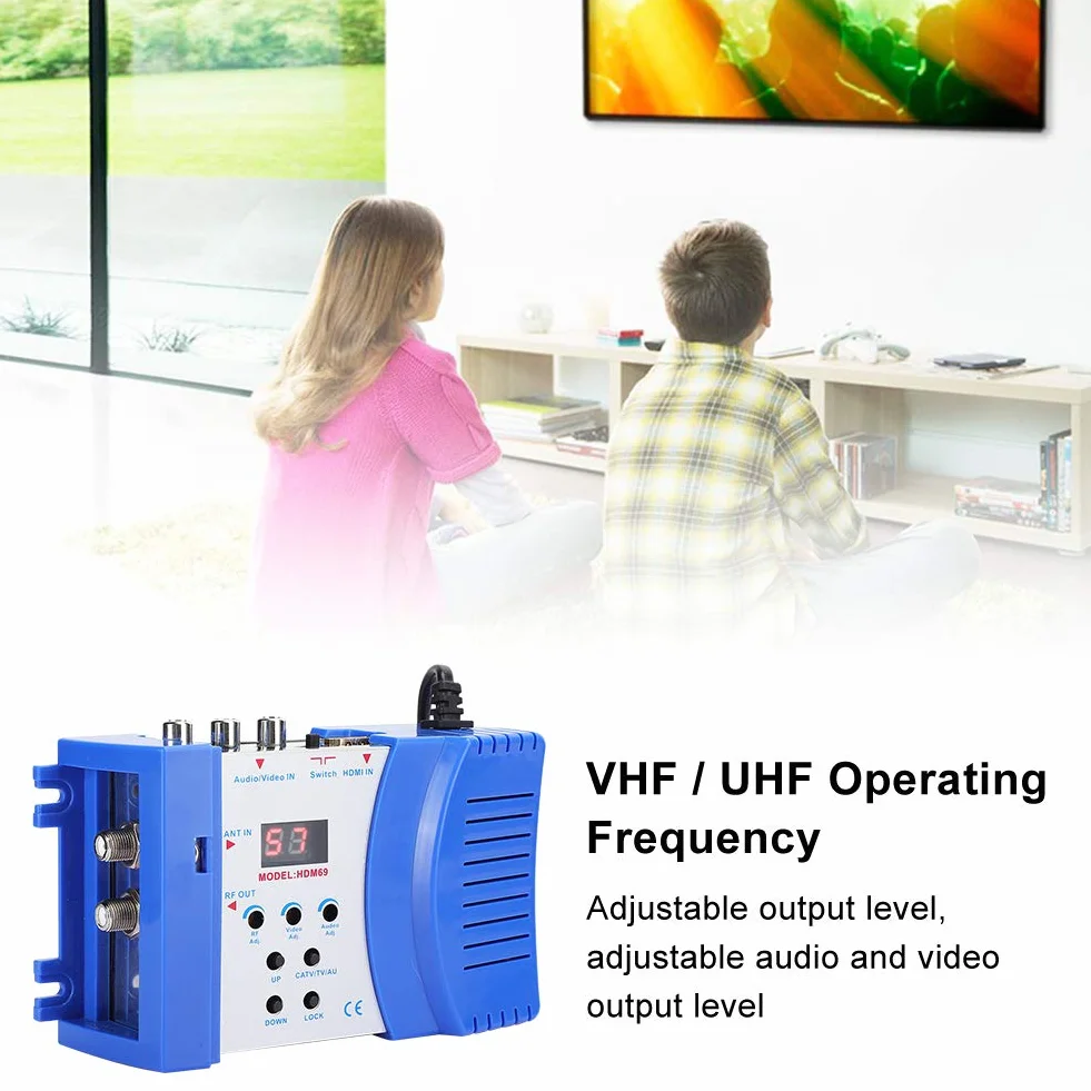 Cyfrowy modulator 1080P RF HDMI konwerter AV na RF VHF/UHF PAL/NTSC